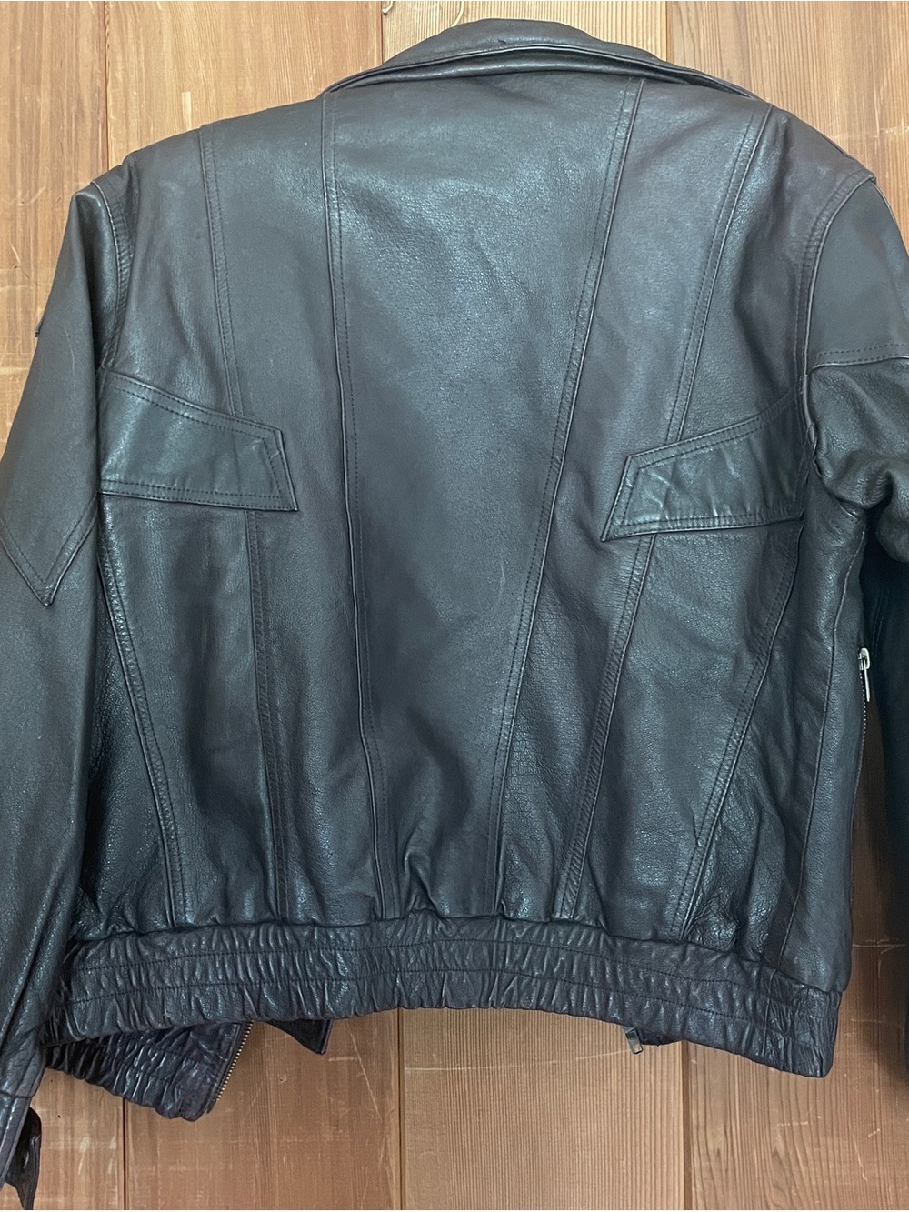 Brown Leather Bomber Jacket - Picture 2 of 10